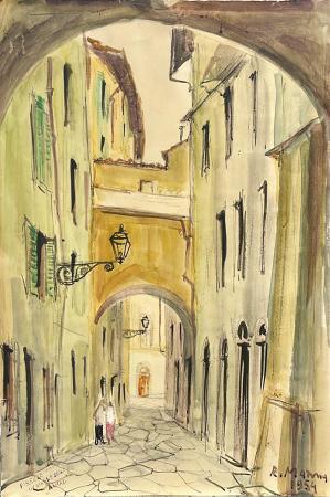 Quadro di Rodolfo Marma Chiasso degli Armati  - acquerello carta 